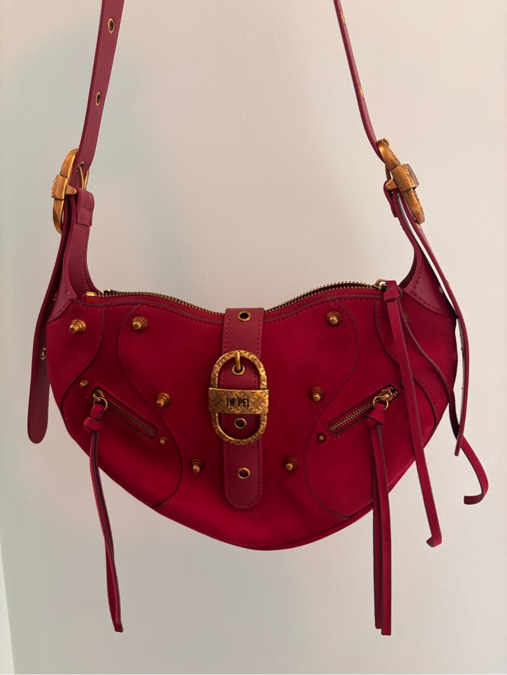 JW PEI Red Shoulder Bag with Gold Hardware